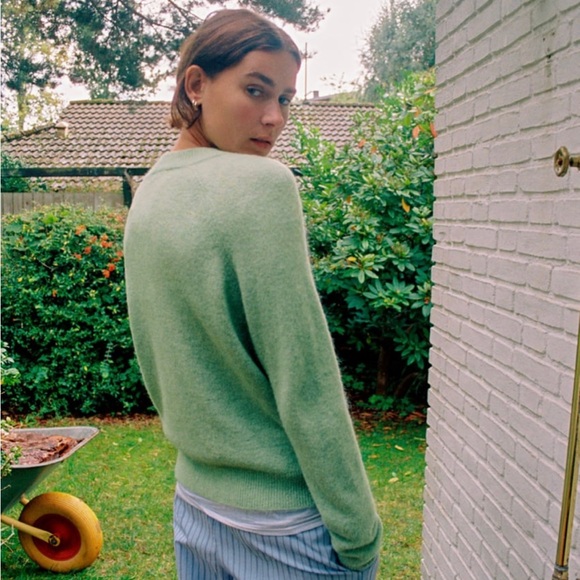 Zara Alpaca Wool Blend Sweater Green Mint Size L - Picture 4 of 11